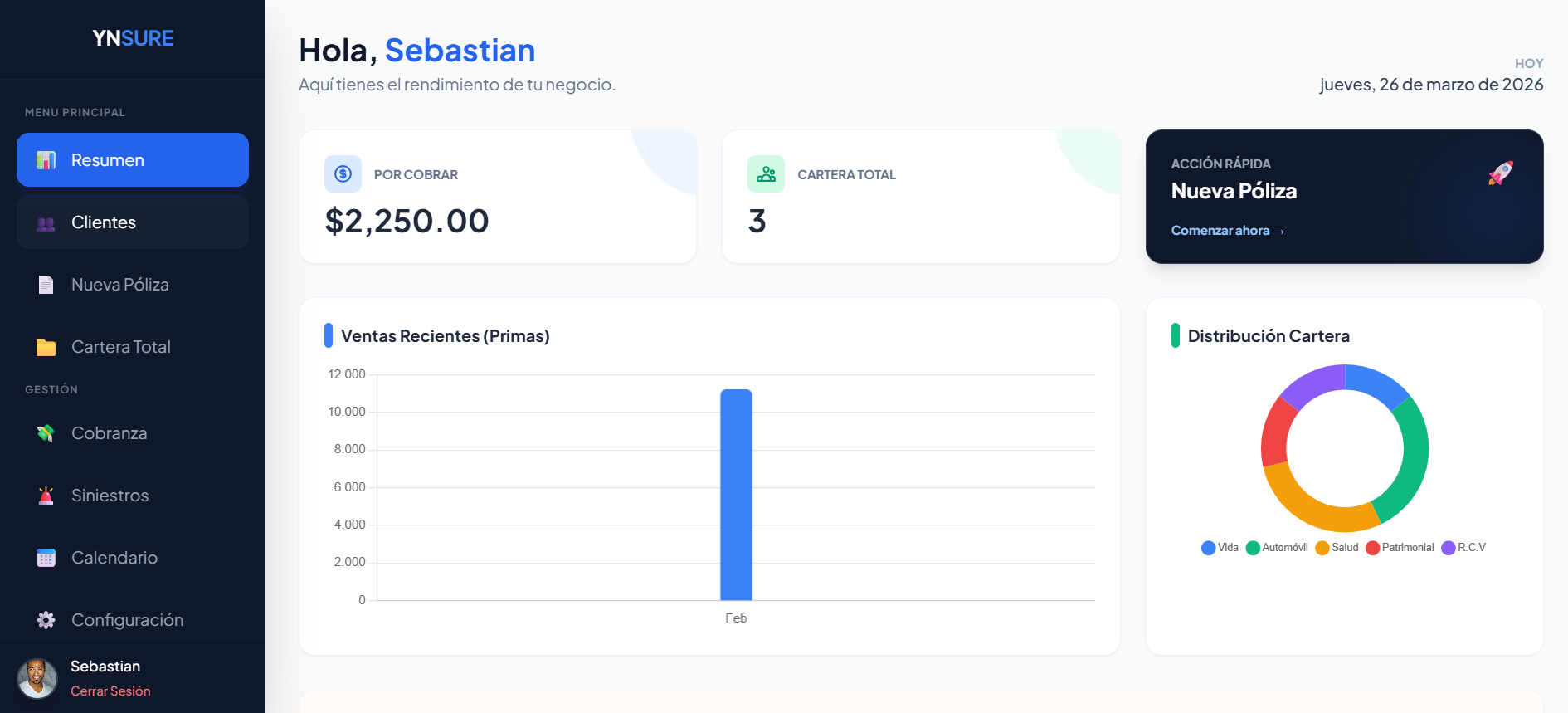 Vista Previa Dashboard YNSURE
